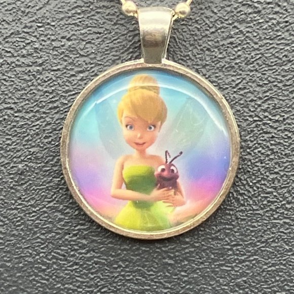 Tinker Bell Blaze Pendant Necklace 22 Inch Silver Ball Chain Retro Multicolor - Picture 3 of 7